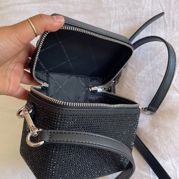 NWOT Michael Kors Sandrine Black Rhinestone Petite Box Bag - Picture 7 of 7